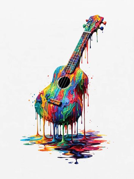 Ukulele with dripping paint