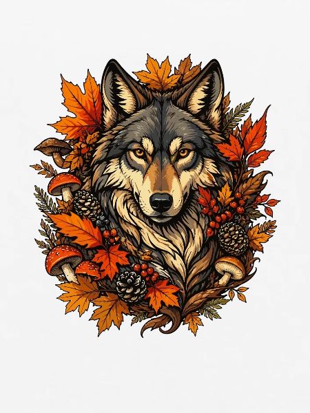 Wilde Herbstpfote im Herbstwald