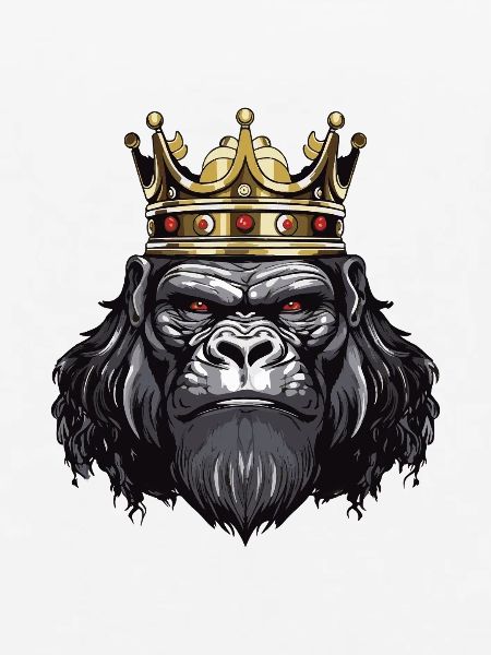 Gorilla Kopf mit Krone