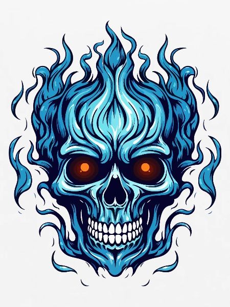 Blauer Flammenschädel
