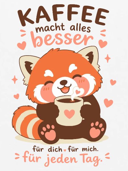 Roter Panda mit Kaffee