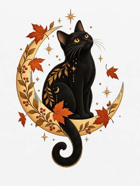 Black Cat Hugging Pumpkin
