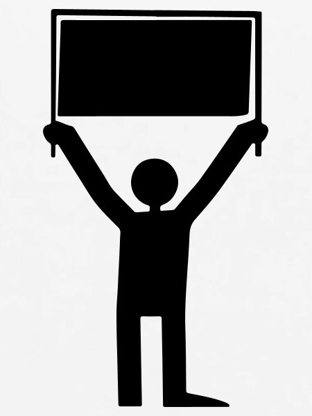 Mann mit Schild