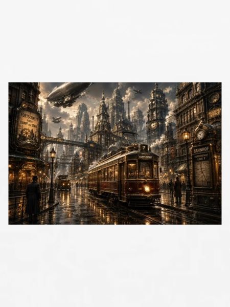 Dieselpunk Straßenbahn – Retro Sci-Fi Design