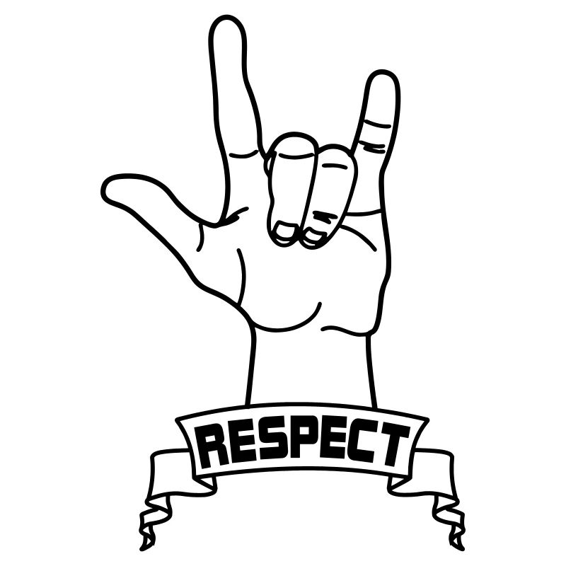 Handgeste Respekt mit Text RESPEKT