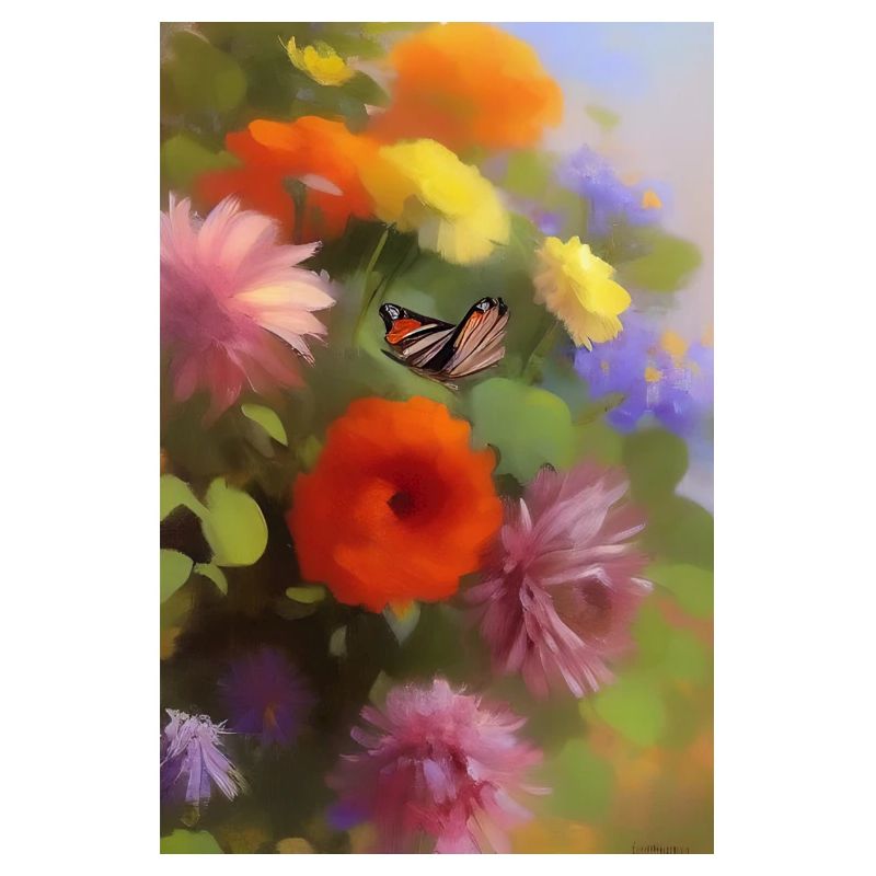 Fleurs et papillon