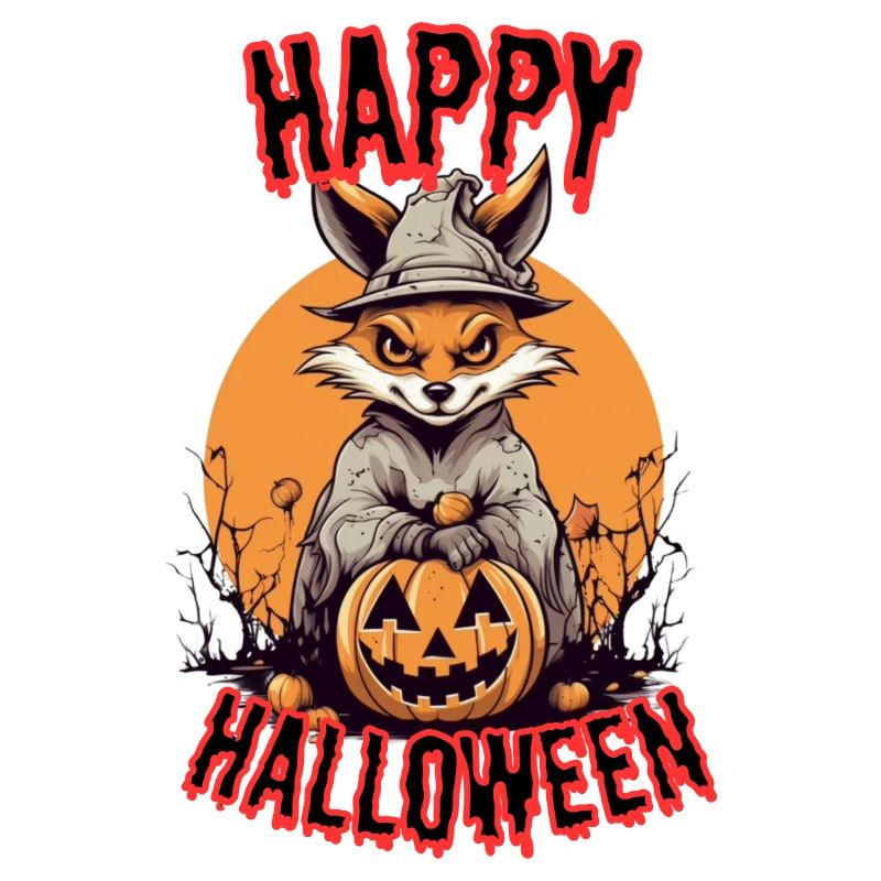Cute Fox with Witch Costume Halloween