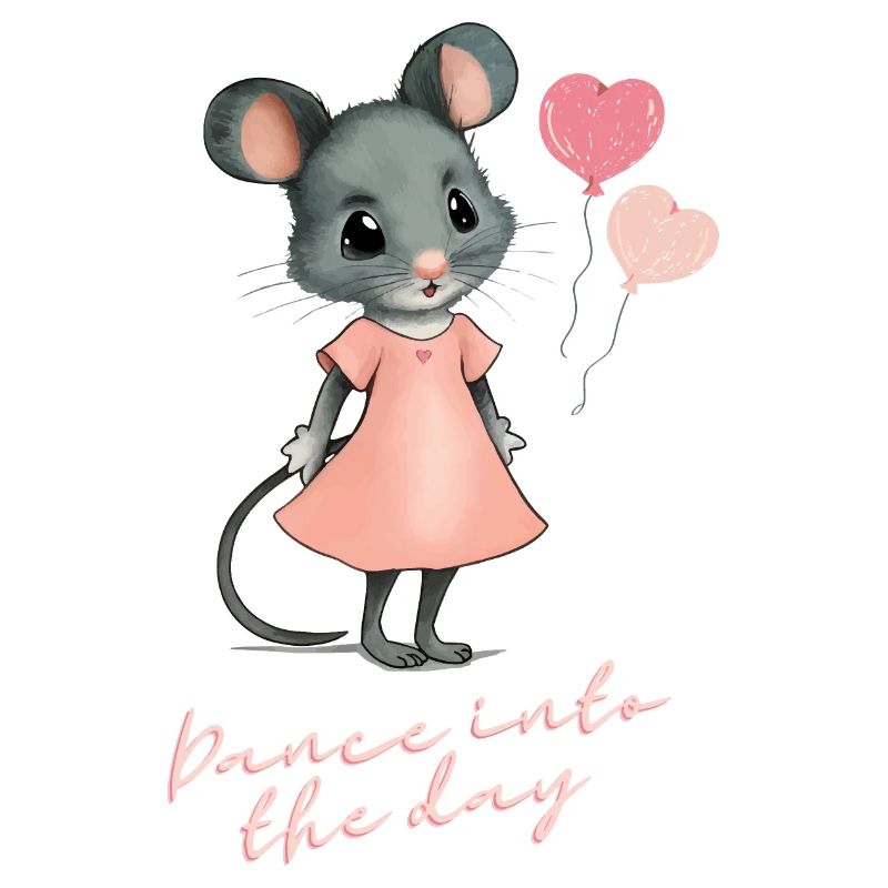 Souris joyeuse en robe rose : Danse le jour