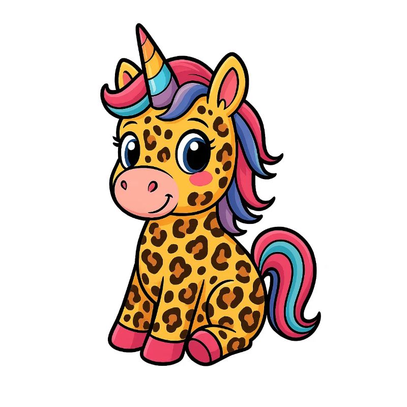 Licorne léopard - Conception de dessin animé mignon