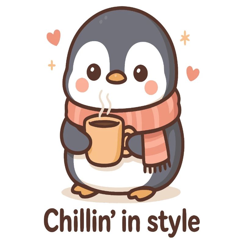 Pingouin mignon avec du café