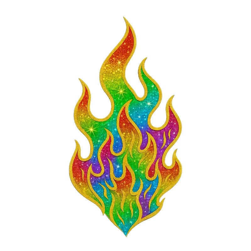 Rainbow Fire Glitter Flame