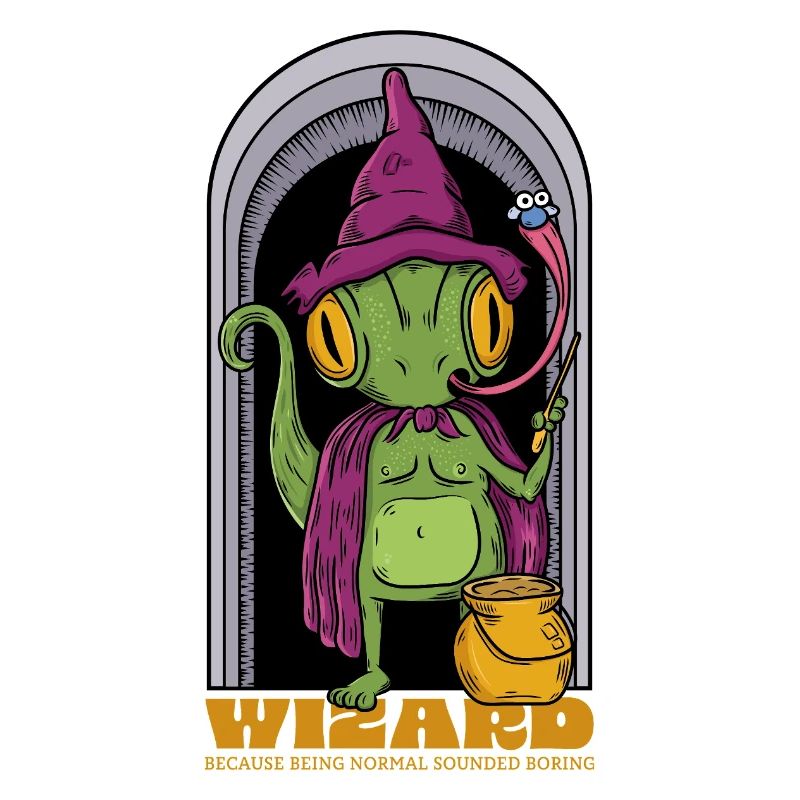 Wizard Lizard With Purple Hat and Cloak
