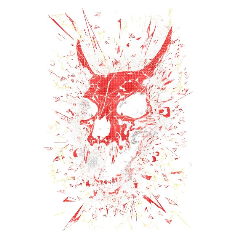 Neon-zerschmetterter Dämonenschädel