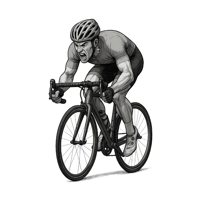 Rennrad Sprinter Comic Illustration