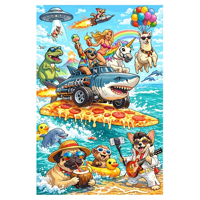 Plage de pizza Dino Unicorn