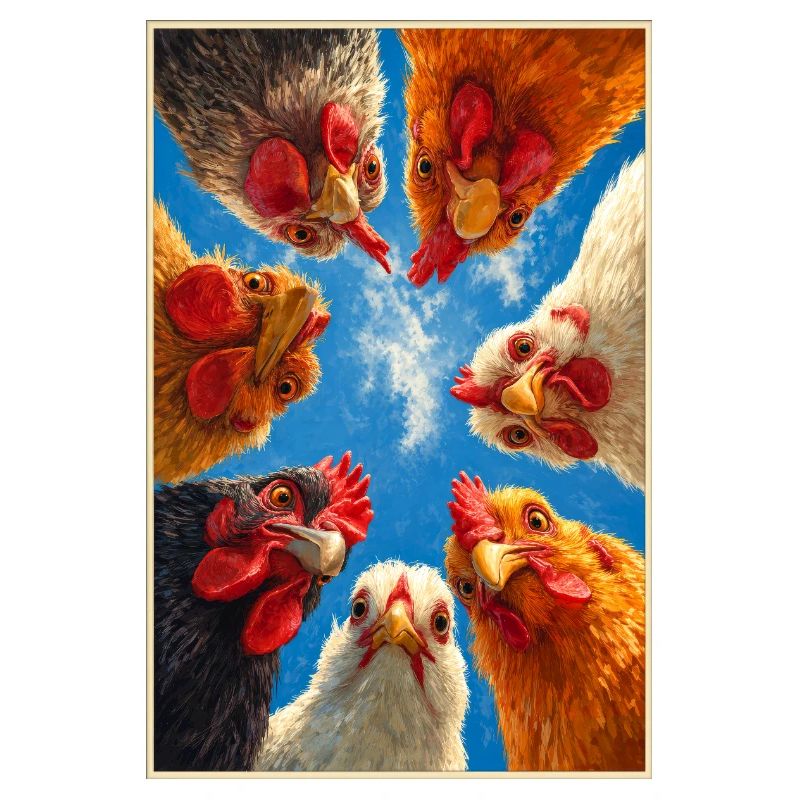 Cercle des poulets vers le ciel