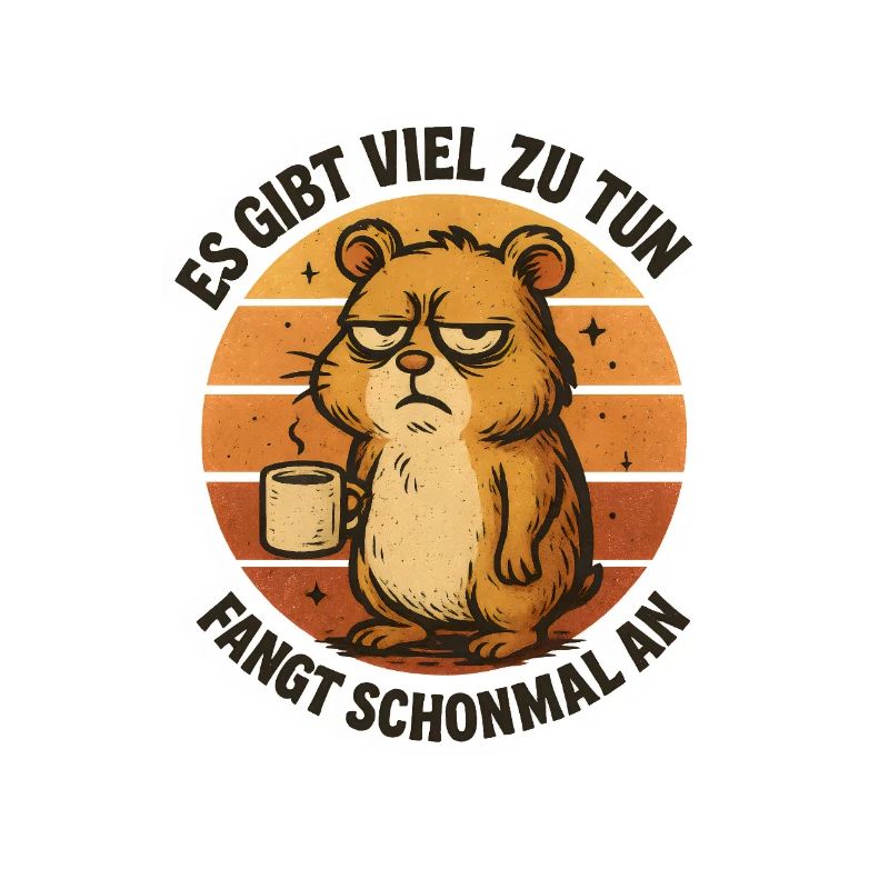 Grimmiger Hamster mit Kaffee