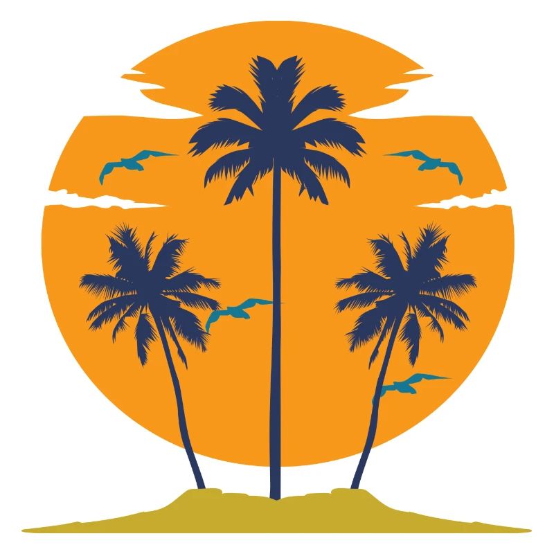 Sunset with palm trees silhouette