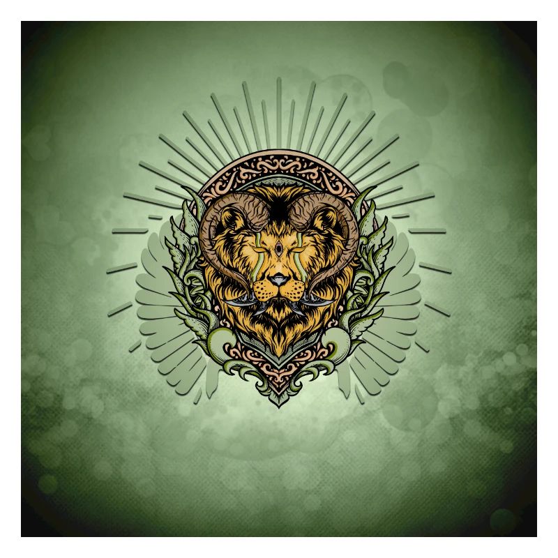 Impressive horned lion