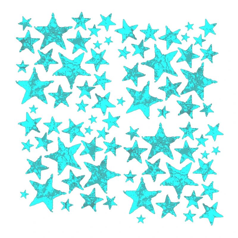 Bright blue star pattern on black