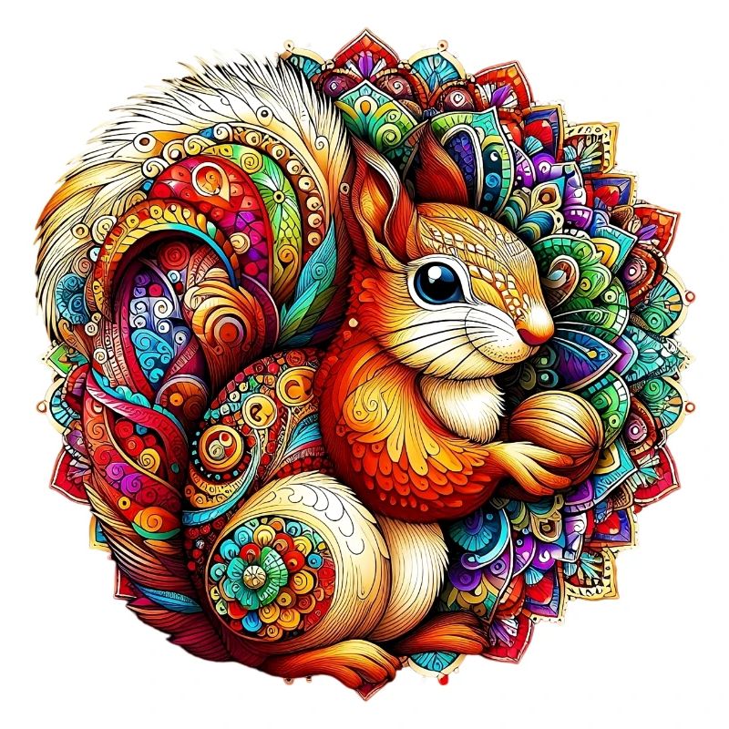 Squirrel decorated with Mandalas