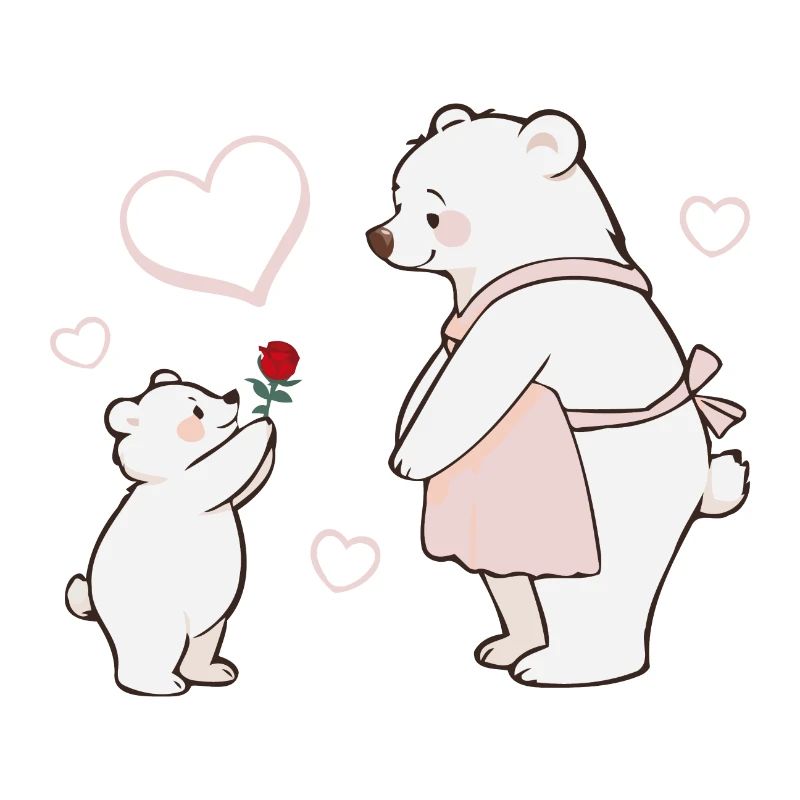 Mutter und Kind Bären Muttertag Herzen
