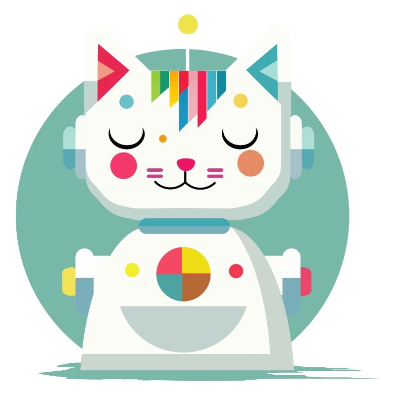 Geometric Robot Cat – Creative Illustration