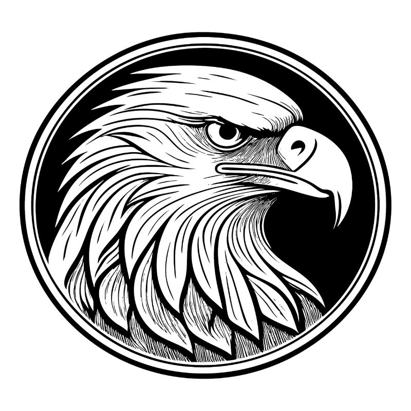 Stylized eagle in black and white design