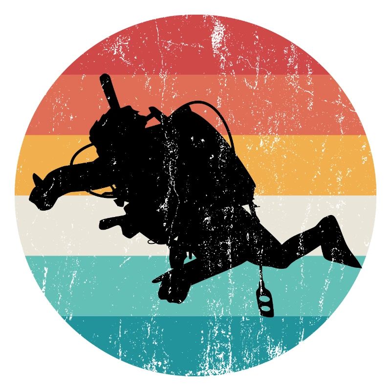 Retro Rainbow Diver Silhouette