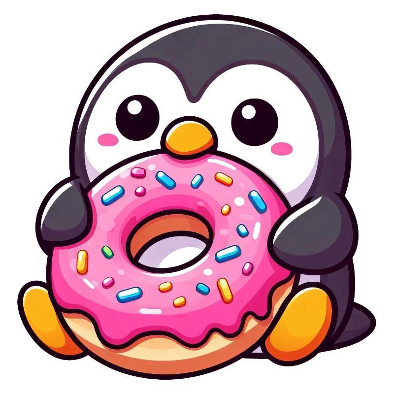 Pingouin mignon avec beignet Dessert Snacking
