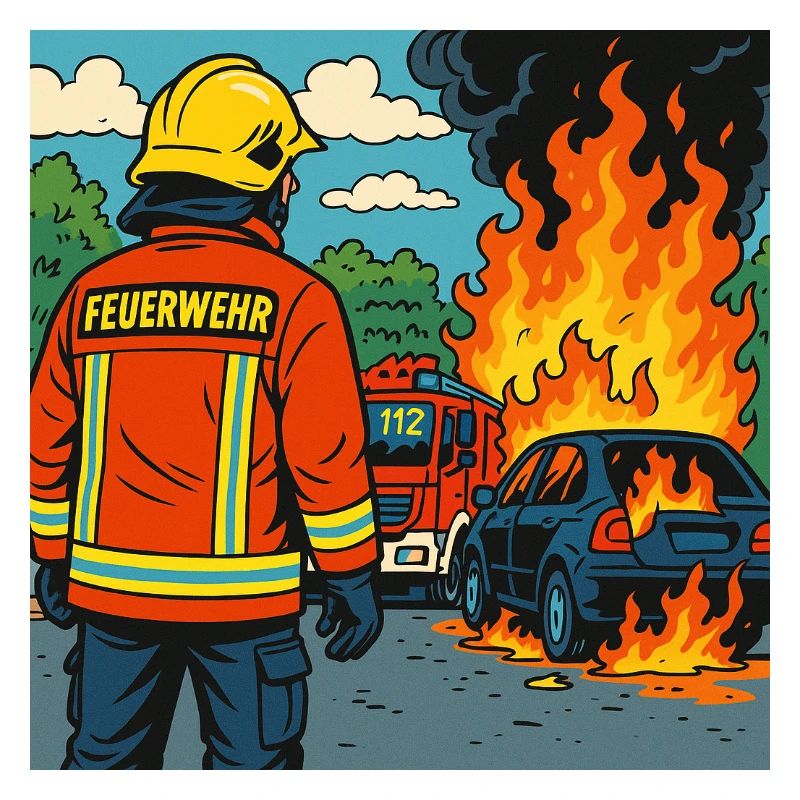 Brandbekämpfer Cartoon Einsatz