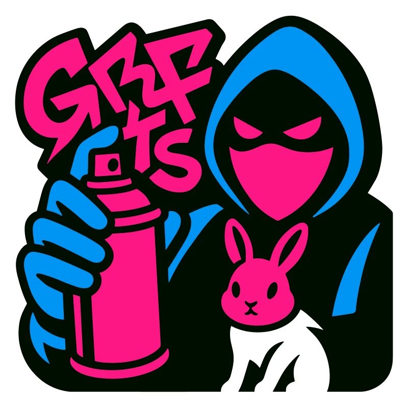 Graffiti Rabbit blue/pink
