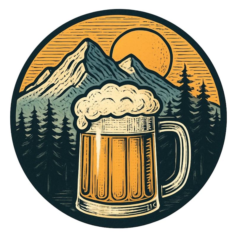 Mountain Forest Beer Mug Sunset
