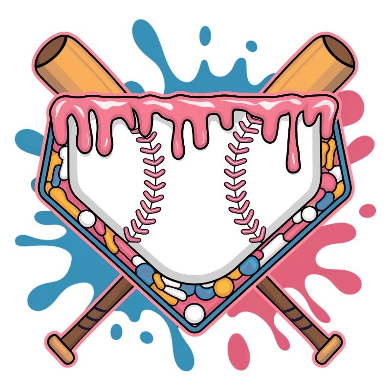 Plaque de baseball avec pâte et éclaboussure colorée