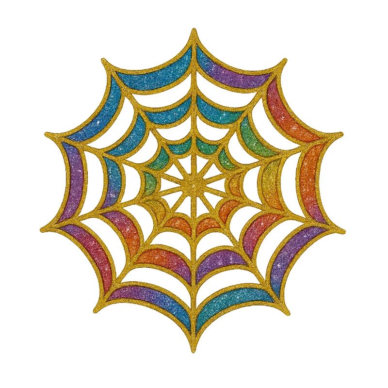 Spider Web | Rainbow Spider Web Gold Glitter