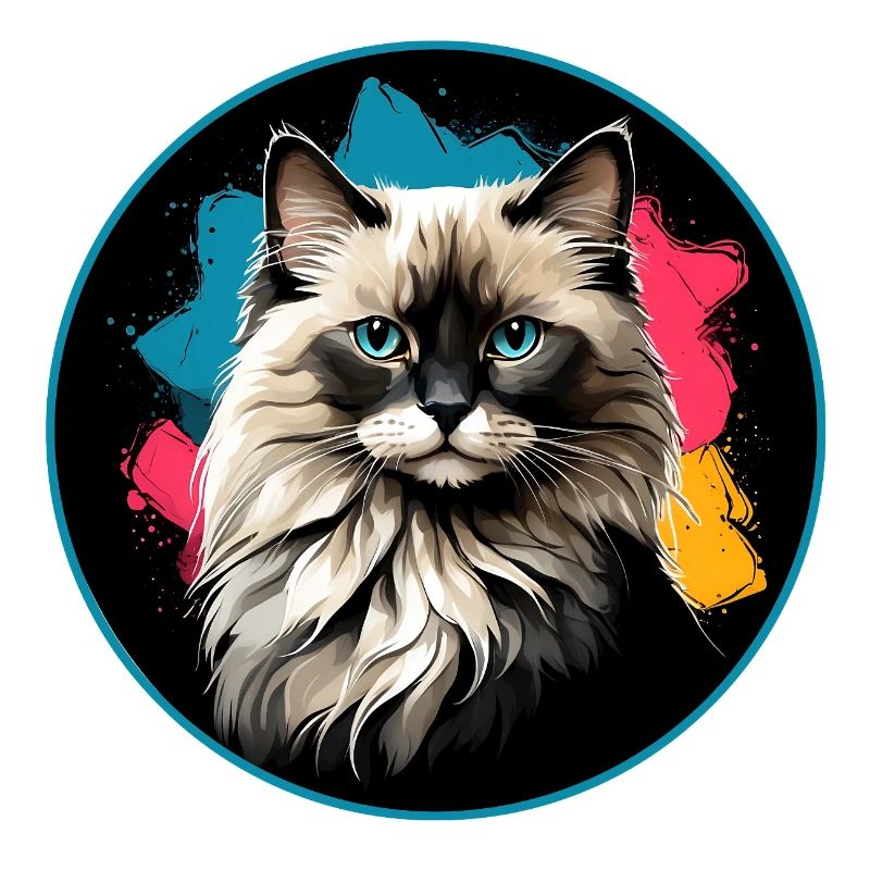 Portrait de chat éclaboussures de néons dans un cercle