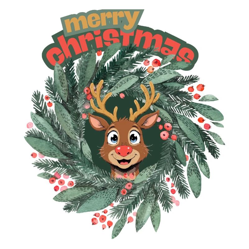 Mignon renne dans la couronne de Noël