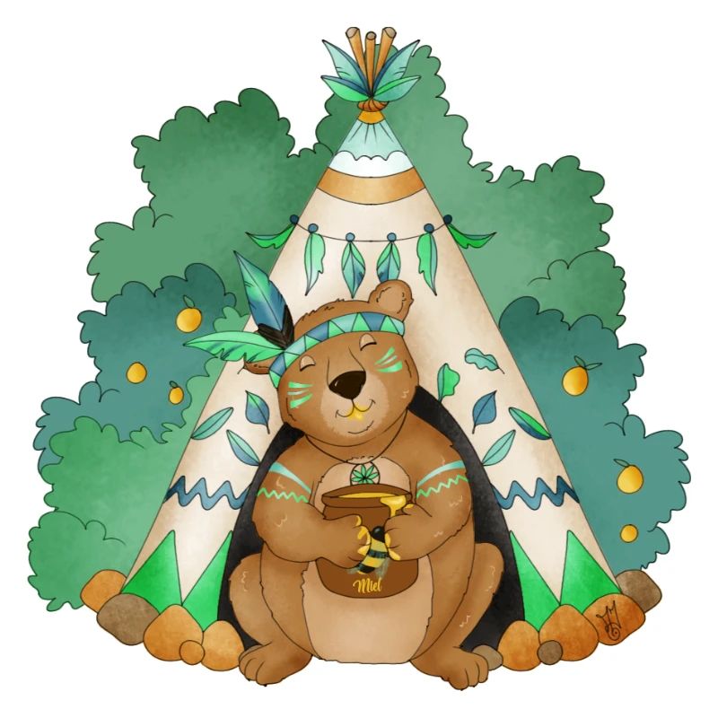 ours devant son tipi