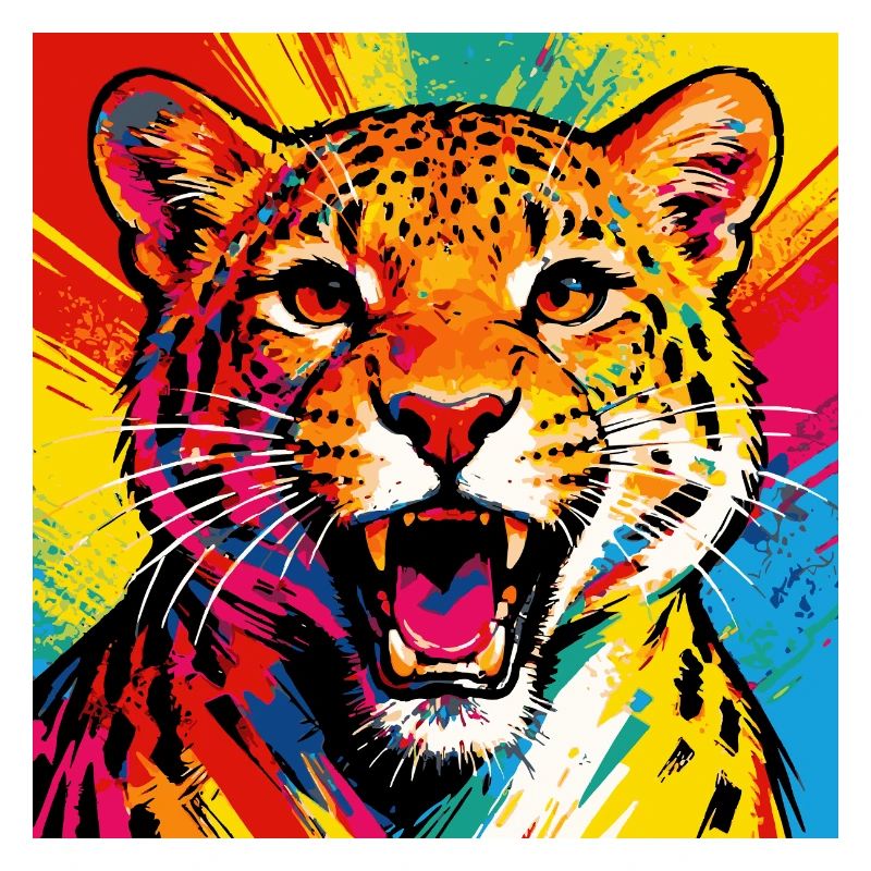Explosion de couleurs du léopard pop art