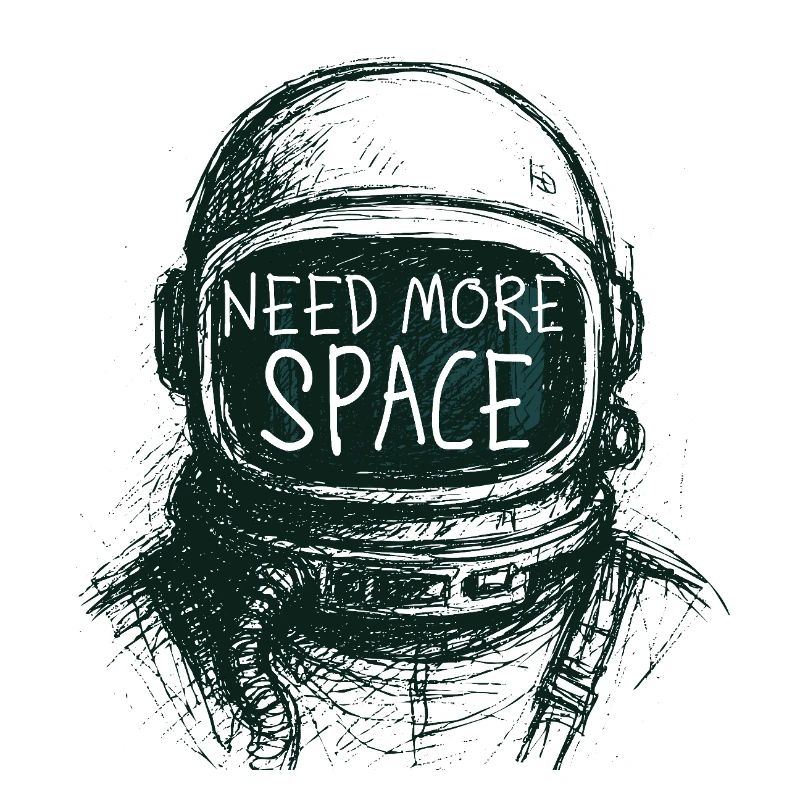 Need More Space Astronaut Saying Drawing