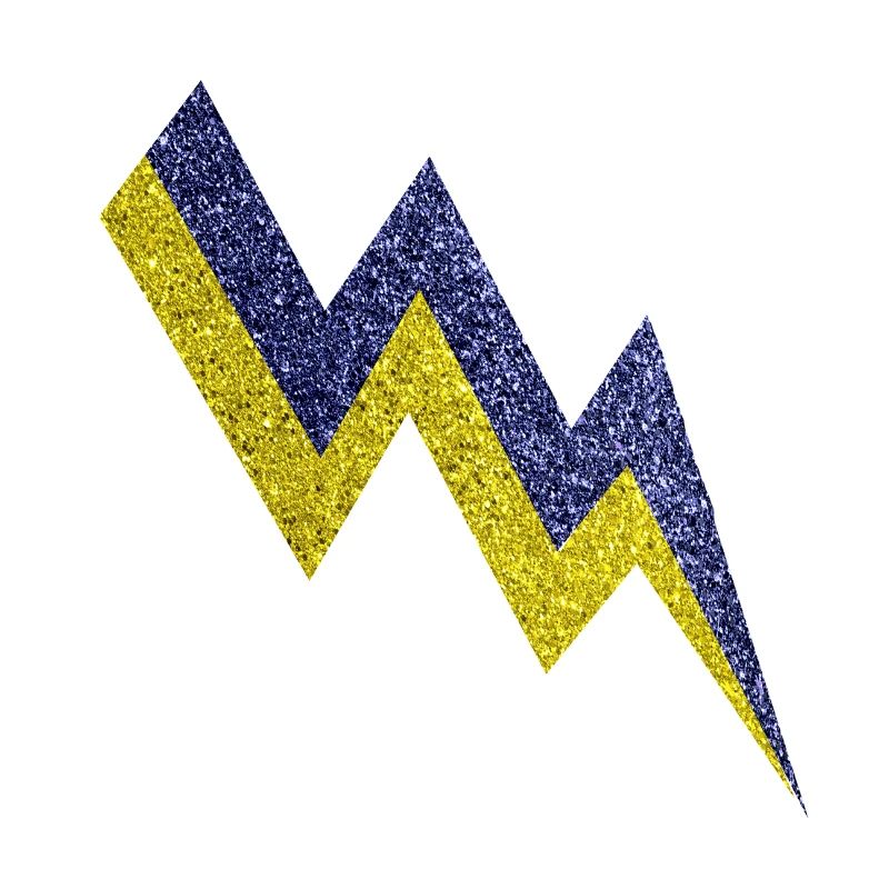 Gold and blue glittering lightning bolt