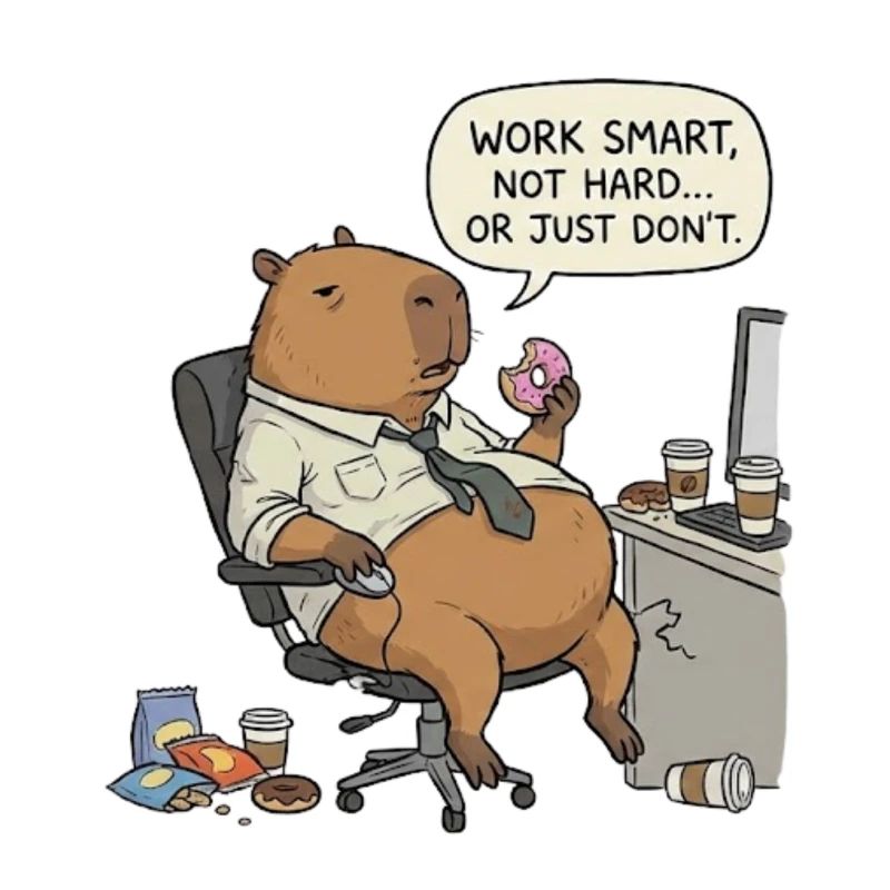 Capybara beaver at work: Lazy instead of work
