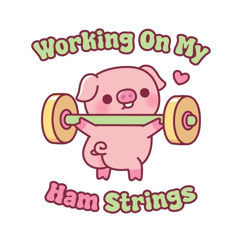Funny Pig Lifting Weights Working On My Ham String