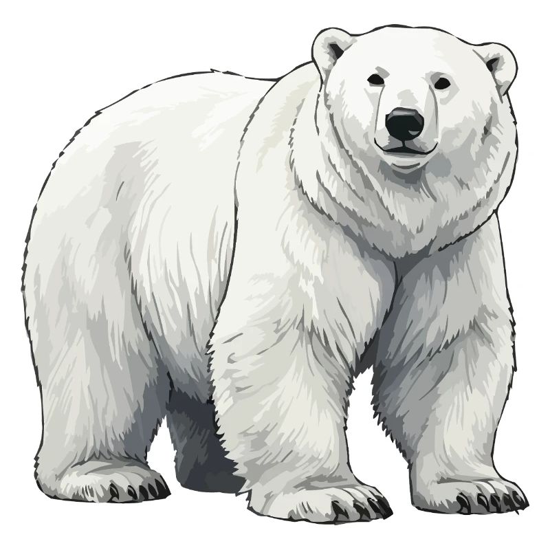 Polar Bear Illustration Grayscale