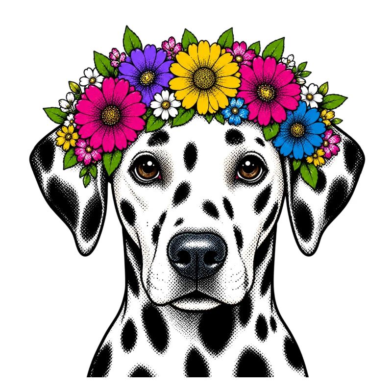 Dalmatiner mit Blumenkrone