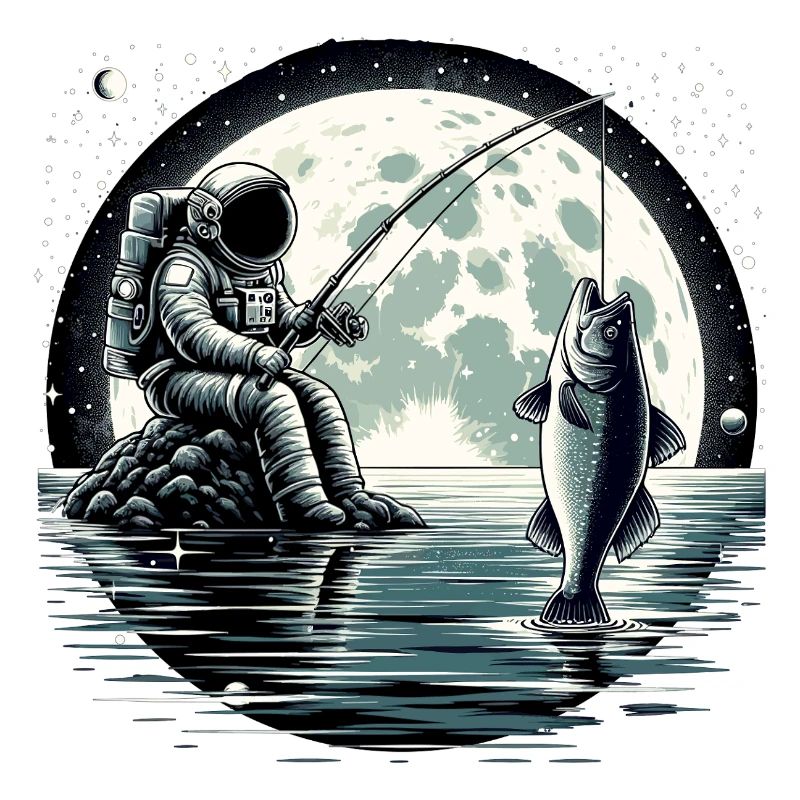Astronaute pêche sur la Lune : conception spatiale