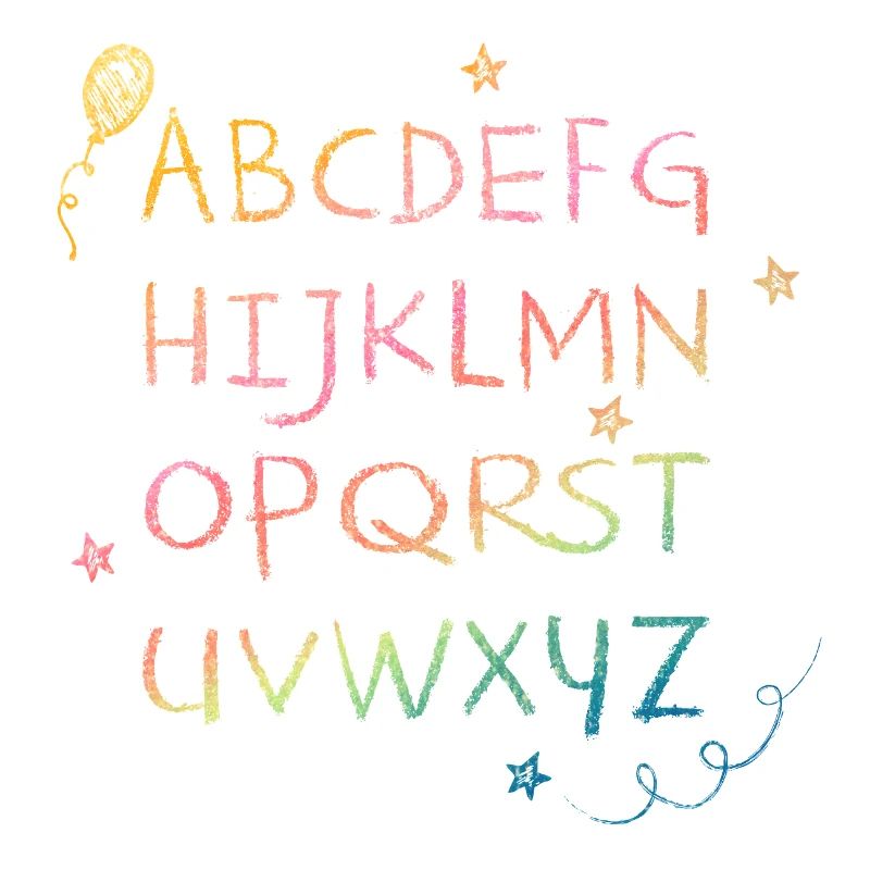 Rainbow Chalk Alphabet with Asterisks