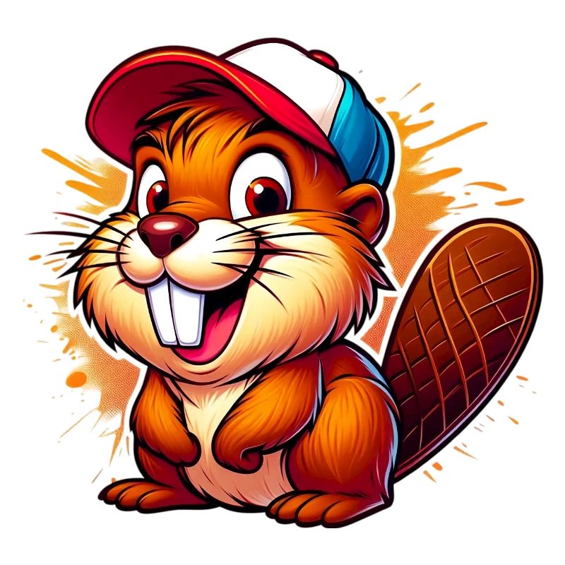 Beaver with baseball cap