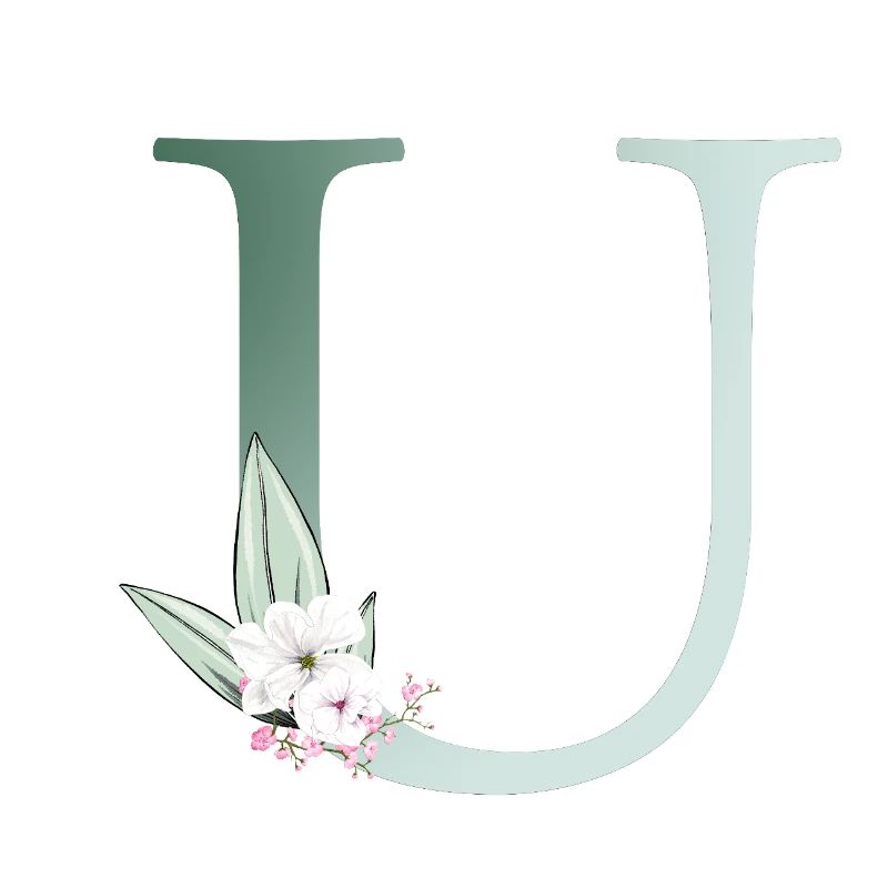 U Monogram, Floral, Personalizable