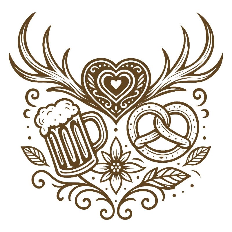 Herz mit Geweih, Bier & Brezel